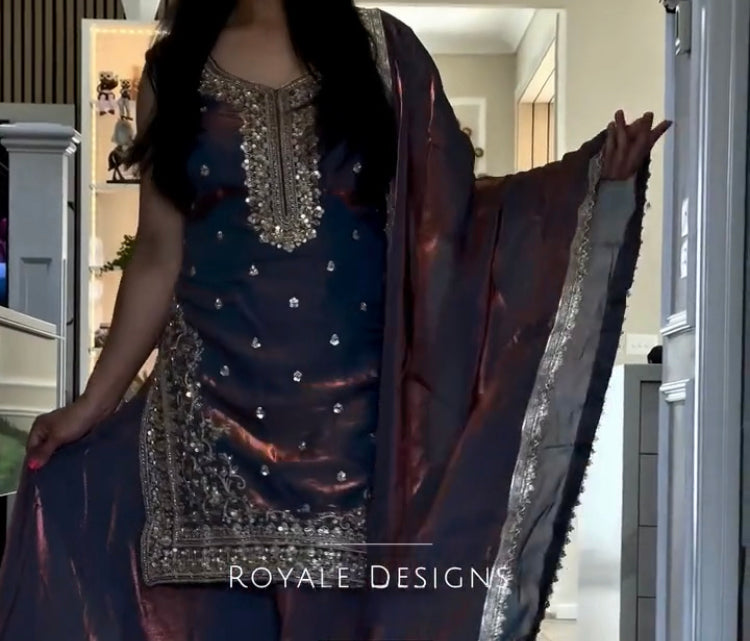 Women Heavy Fandy Crushi Silk Kurta Dhoti Salwar Set with Dupatta | Sequins Embroidery Ethnic Wear