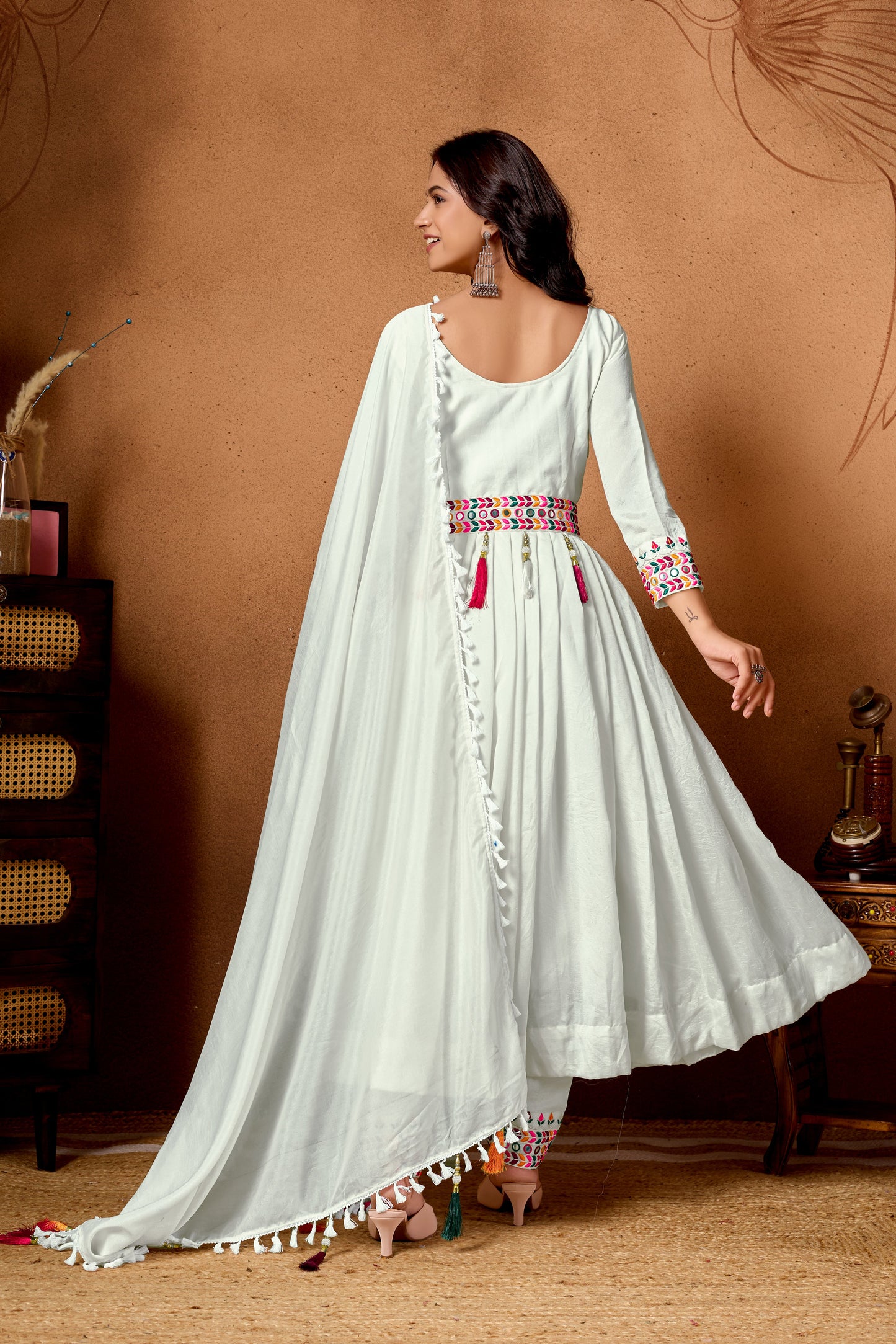 Navratri Special Designer Roman Silk Anarkali Suit (NF-1254)