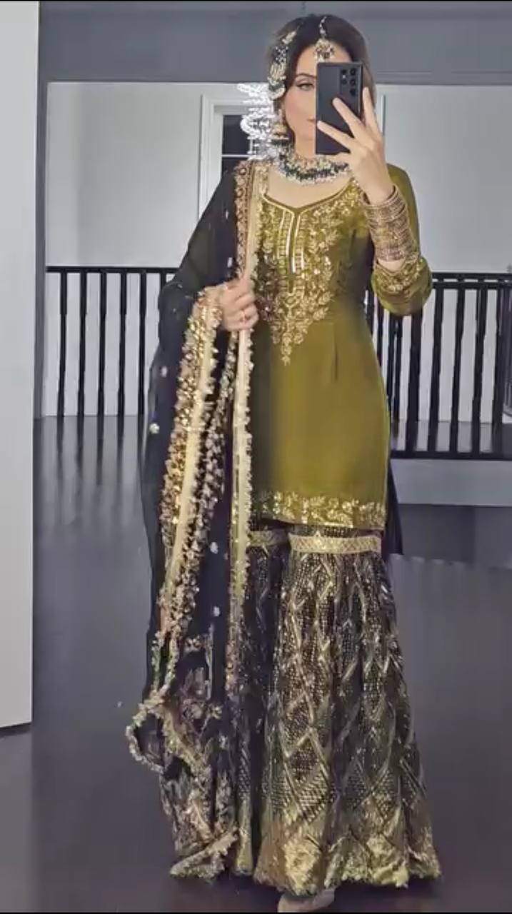 Premium Heavy Embroidery Sharara Suit – MD-3033