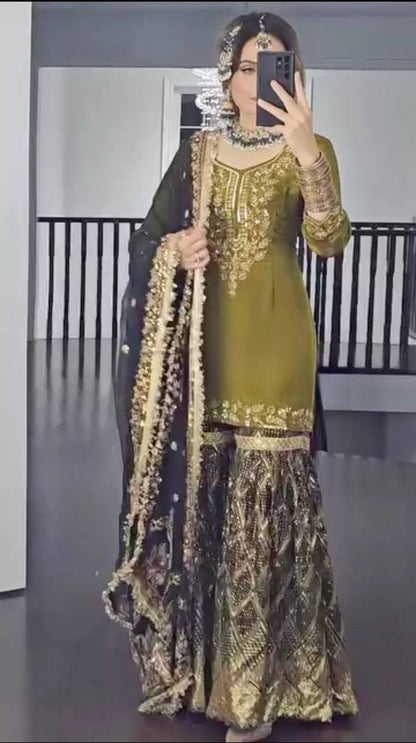 Premium Heavy Embroidery Sharara Suit – MD-3033