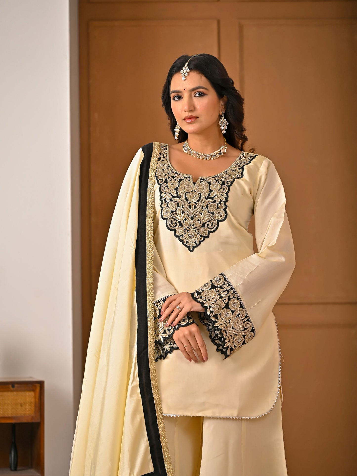 Avishkar Culture Roman Silk Embroidered Kurta Sharara Set with Dupatta