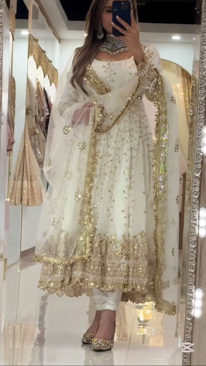 Premium Black Blooming Embroidered Anarkali Suit for Women | Party Wear