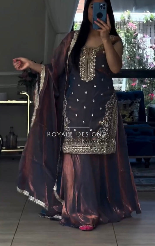 Women Heavy Fandy Crushi Silk Kurta Dhoti Salwar Set with Dupatta | Sequins Embroidery Ethnic Wear