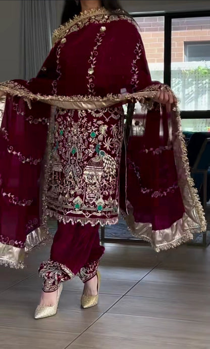 Designer Party Wear Top – Dhoti Salwar & Dupatta with Hand Work Elegance-NF-1239