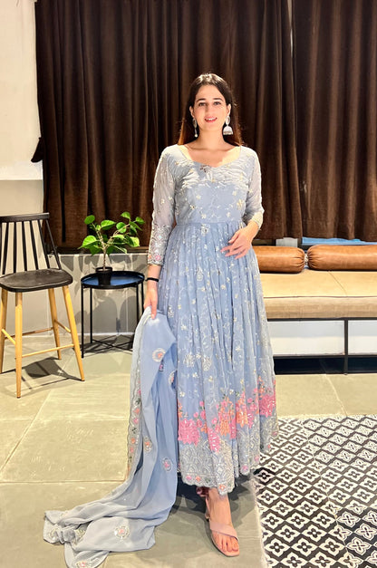 Presenting a Brand-New Designer Anarkali Suit in a Fancy, Elegant Style!-NF-(1197)