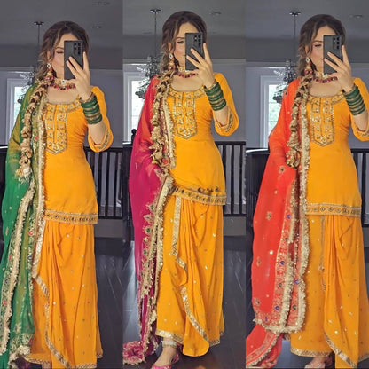 Launching New Designer Party Wear Look – Top, Dhoti Skirt &amp; Dupatta- (NF-1226)