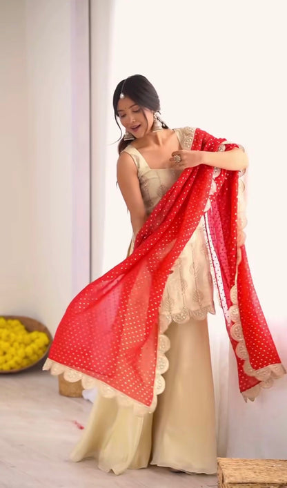 Designer Crepe Silk Embroidered Palazzo Suit Set with Digital Print Dupatta | Heavy Coding Sequence Work | Festive Wear for Women