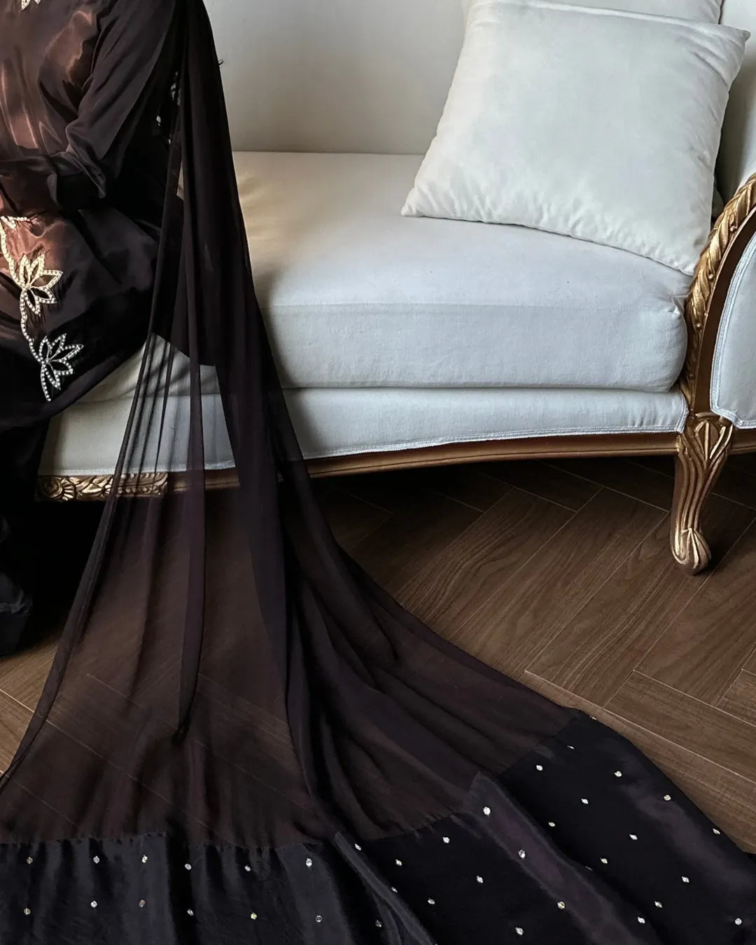 Brown Embroidered Short Kurta Set with Farshi Shalwar & Dupatta – Elegant Festive Ethnic Wear for Women