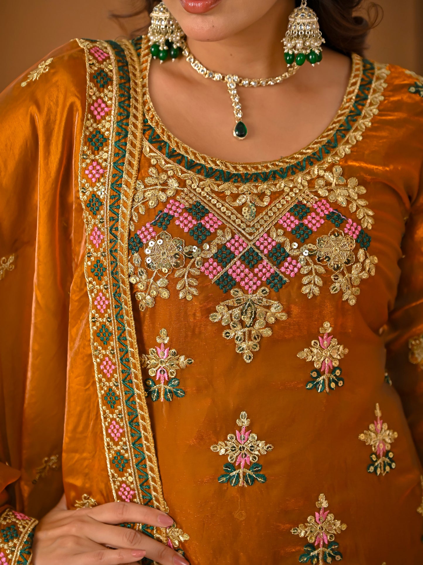 Women's Heavy Silk Sharara Suit Set with 5mm Sequence Embroidery