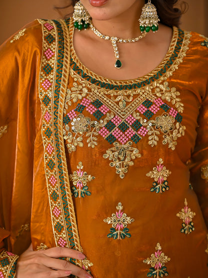 Women's Heavy Silk Sharara Suit Set with 5mm Sequence Embroidery