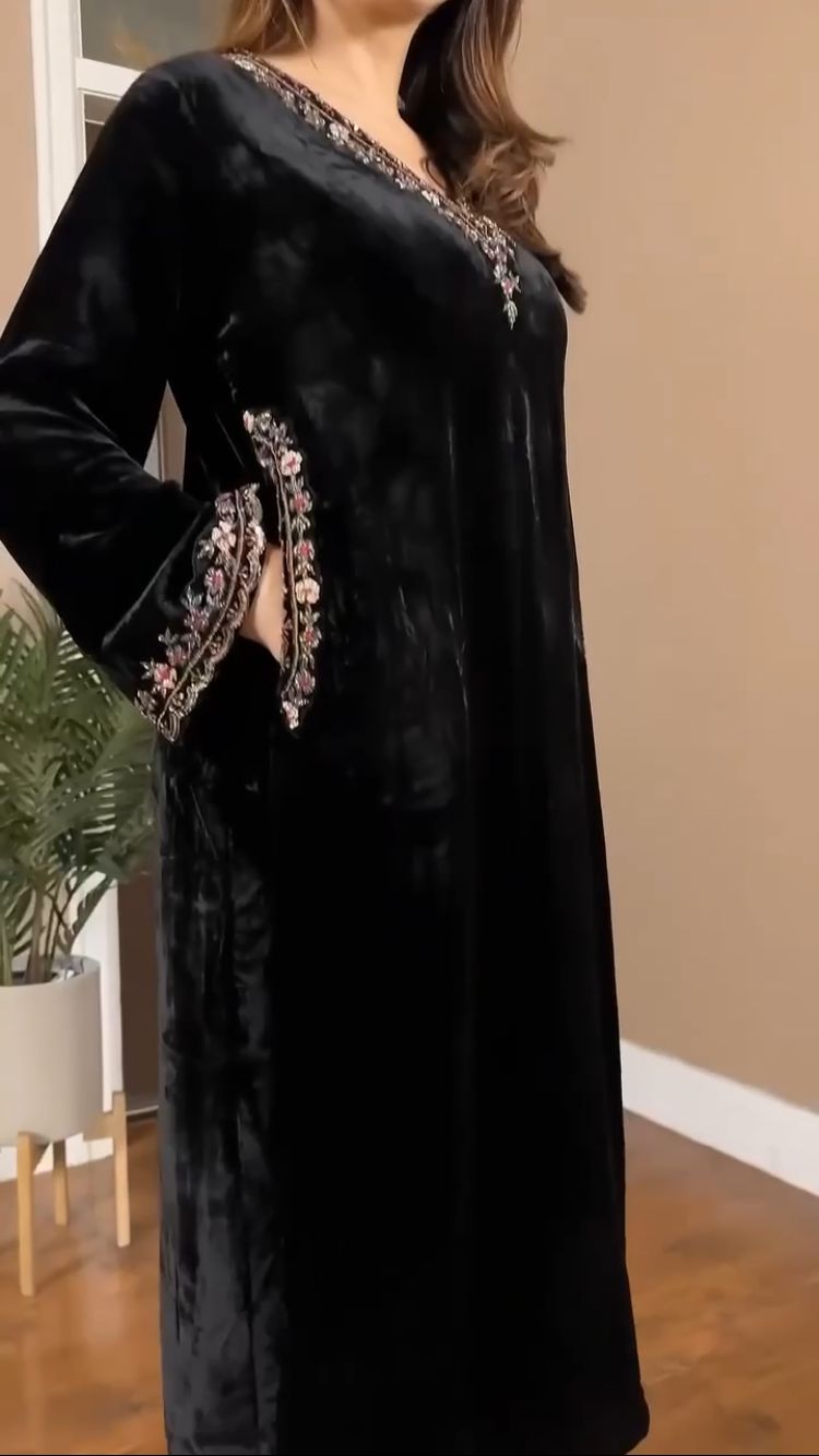 Premium Viscose Velvet Fancy Suit Set for Women – Designer Embroidered Kurta & Velvet Pants | Festive & Party Wear | Avishkar Culture