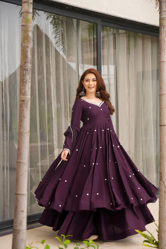 Wine Purple Designer Anarkali Palazzo Set | Avishkar Culture
