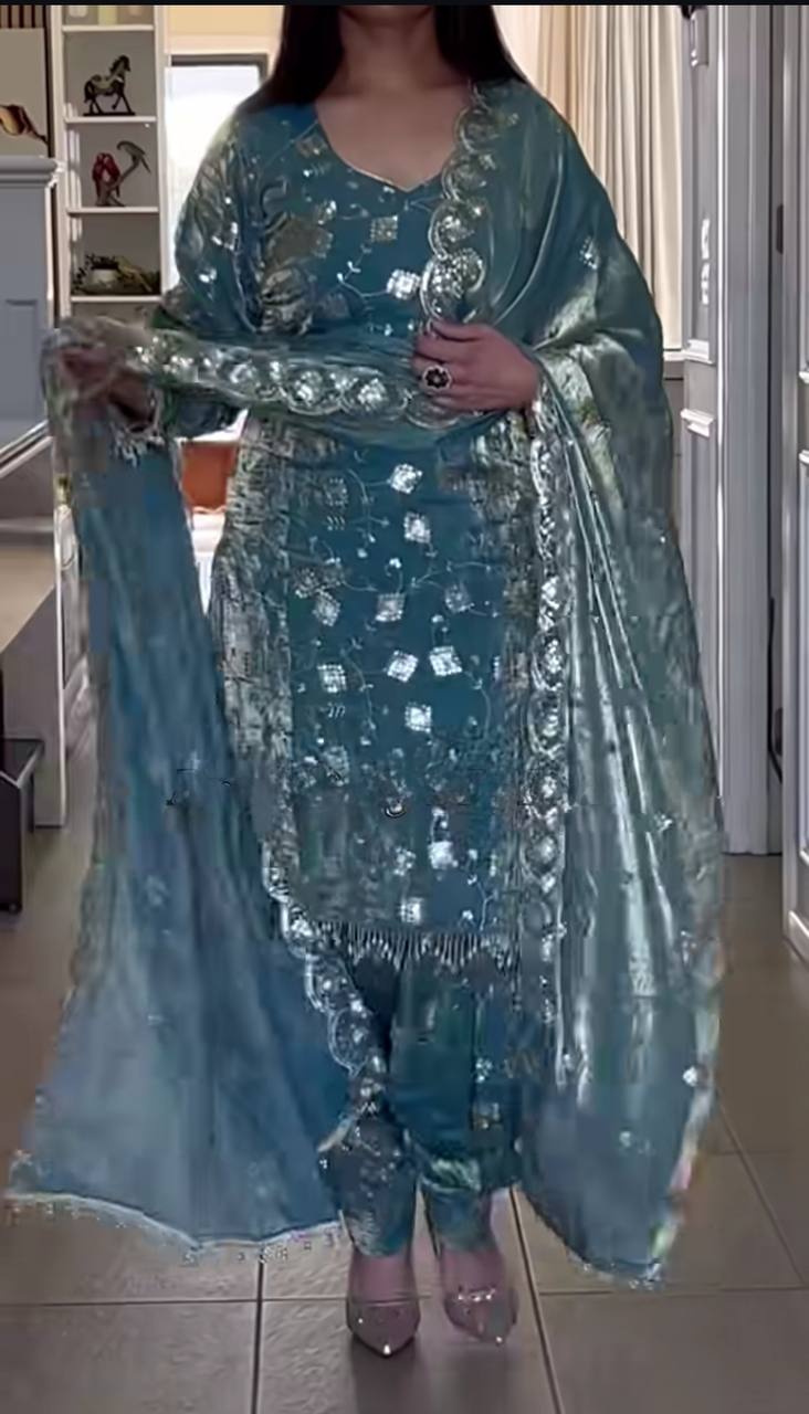 Elegant Fandy Crushi Silk Dhoti Style Suit – Party Collection-(ND-5051)