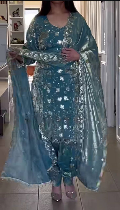 Elegant Fandy Crushi Silk Dhoti Style Suit – Party Collection-(ND-5051)