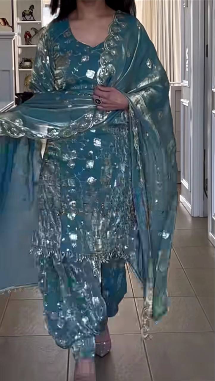 Elegant Fandy Crushi Silk Dhoti Style Suit – Party Collection-(ND-5051)