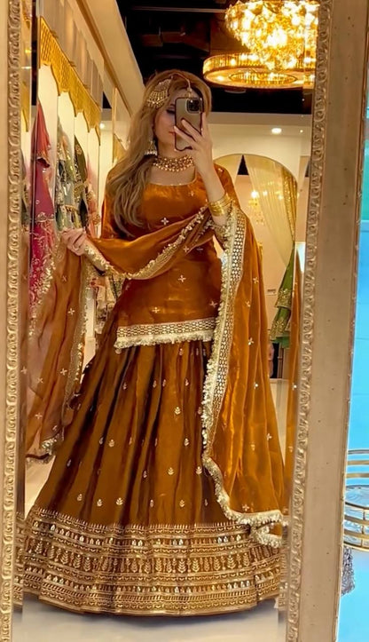 Designer Chinnon Silk Embroidered Lehenga Suit Set with 9mm Sequence Work | Premium Festive & Wedding Wear for Women