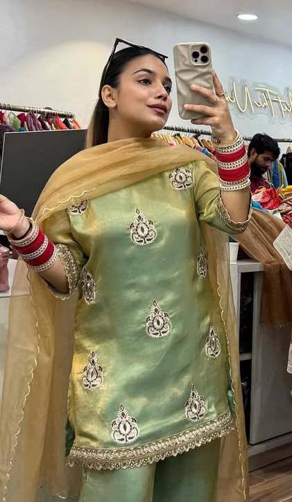 Designer Fendy Silk Embroidered Palazzo Suit Set with 5mm Sequence Work | Premium Festive & Party Wear for Women